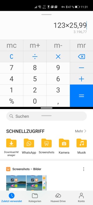 Vom Multiwindow gehts zum Spiltscreen und wieder zurück