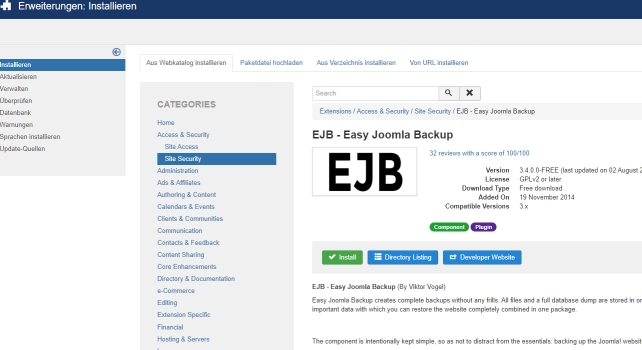 EasyJoomlaBackup installieren